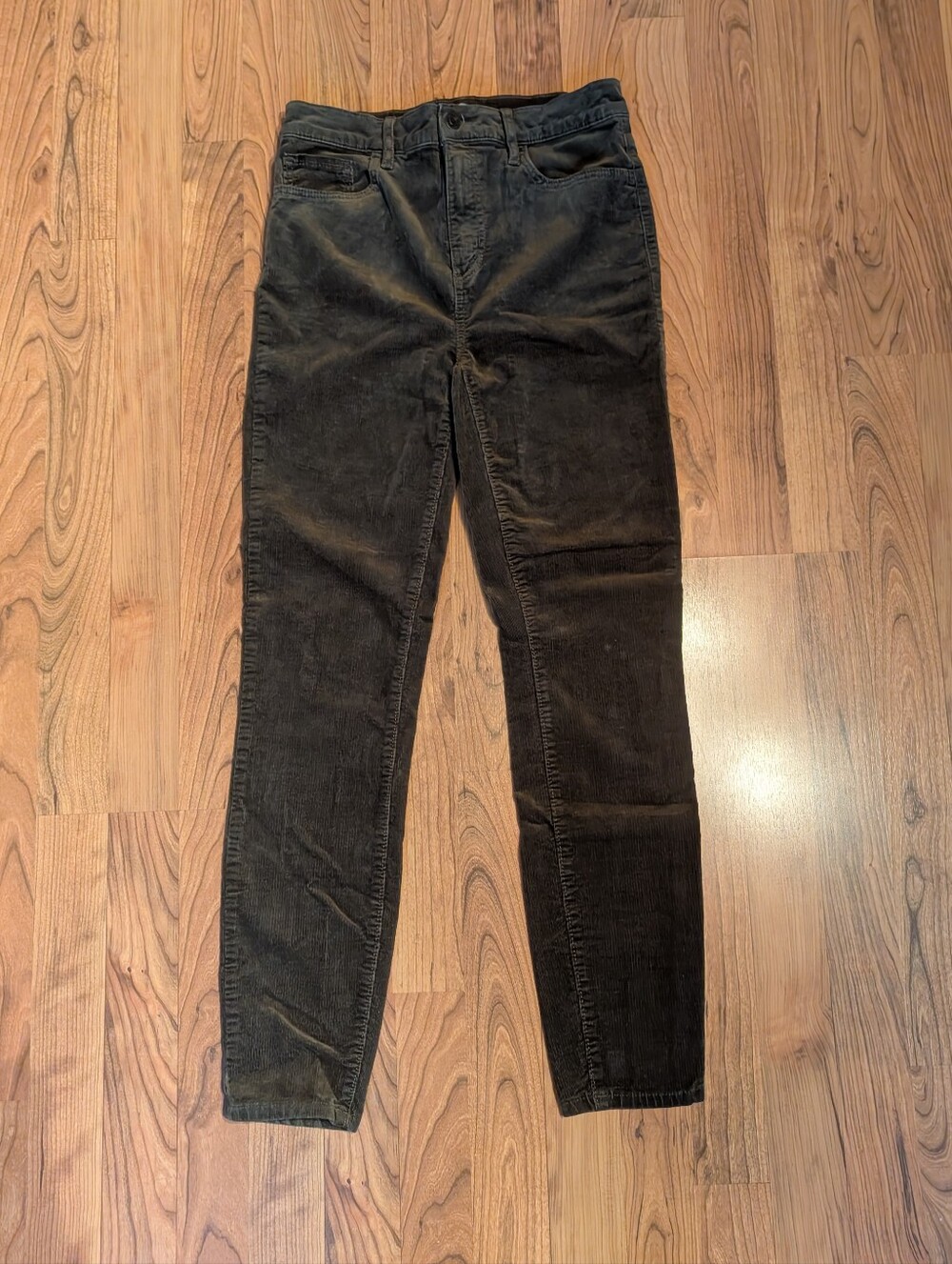 LOFT High Waist Skinny Corduroy Pants in Olive Green, Size 2/26